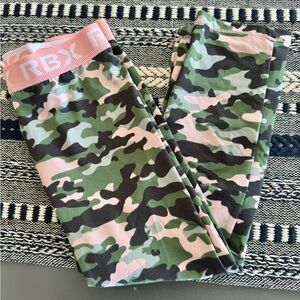 RBX Kids Camo Leggings - Pink and Green